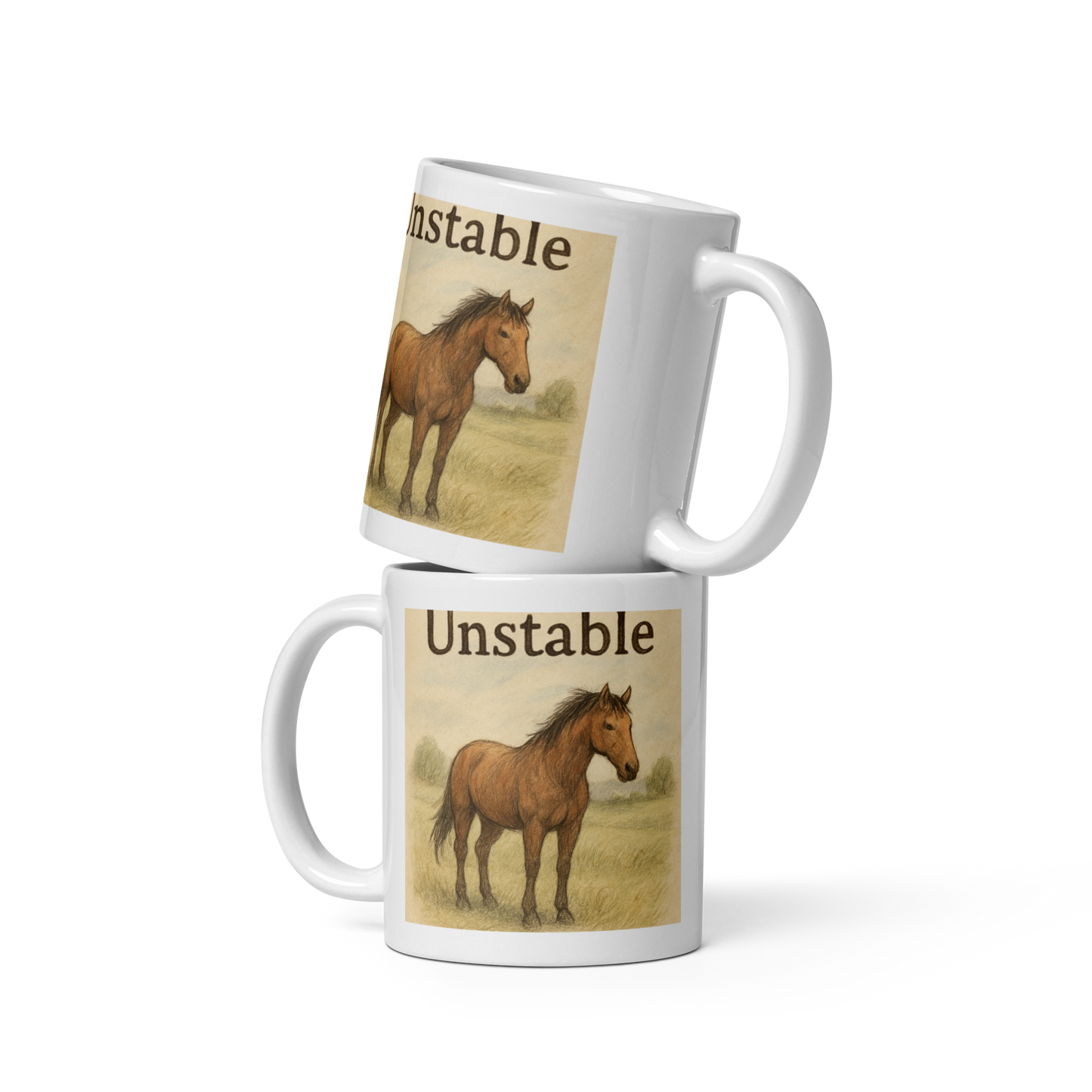 Unstable Mug – Minimalist Horse Design for the Delightfully Unhinged