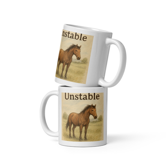 Unstable Mug – Minimalist Horse Design for the Delightfully Unhinged